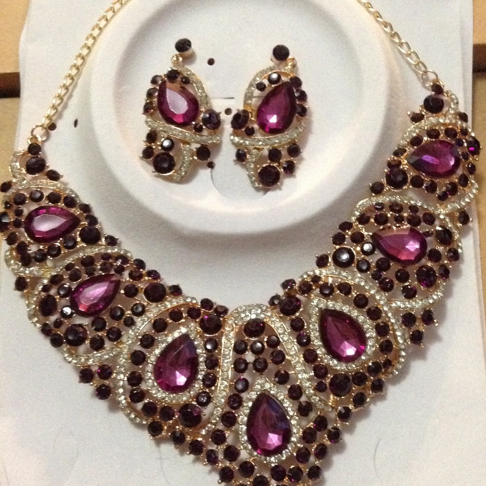 Purple Rhinestone,Necklace